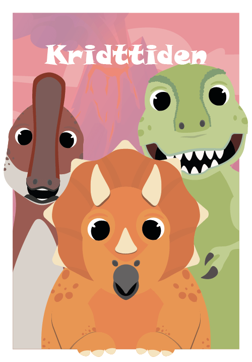 Dinosaur plakat for børn med tre seje, grafiske dinosaure, lærerig og sjov børnedekoration