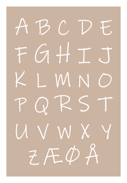 Alfabet plakat, grafisk, børnevenligt og pædagogisk design for små børn til vægdekoration