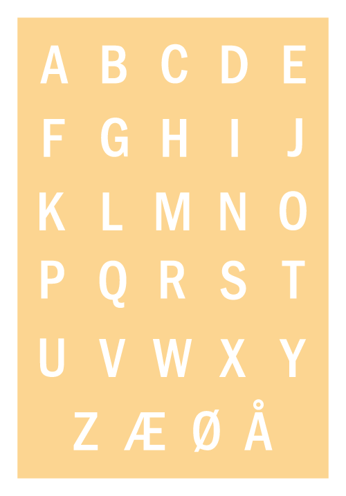 Alfabetplakat med neutral farve, lærerig grafisk plakat for børn