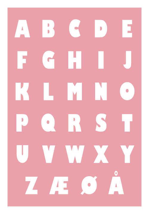 Alfabetplakat, lær alfabetet med farverige bogstaver på grafisk plakat