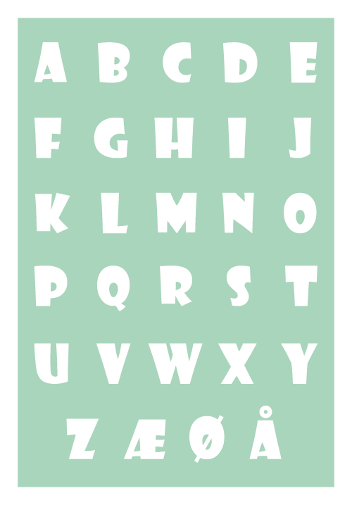 Plakat med alfabet i børnevenligt design