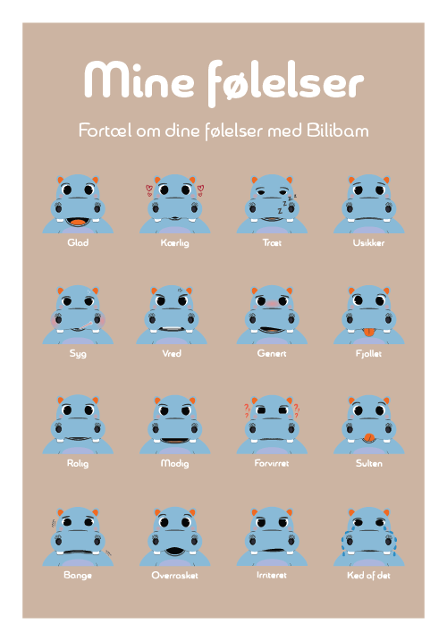 Grafisk ’Mine følelser’ plakat, hjælper børn med at forstå forskellige følelser